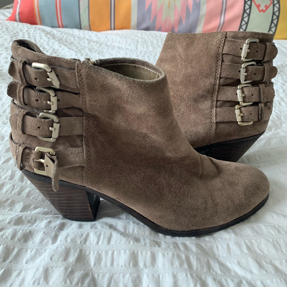 Sam Edelman brown suede heeled booties
